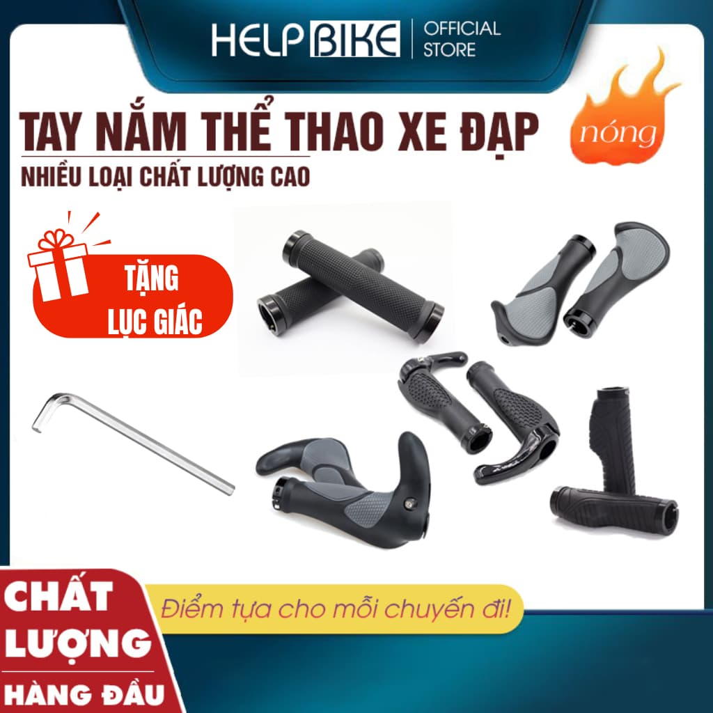 Tay nắm xe đạp thể thao có sừng chống mỏi , trơn tay  [ Tặng Vít và Lục Giác ] - TST