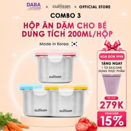 Combo 3 Hộp Inox 316 Tròn Chia Nhỏ Thức Ăn Dặm Cuitisan DÙNG TRONG LÒ VI SÓNG, MADE IN KOREA, Chính Hãng An Toàn Sức Kỏe 1
