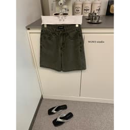 𝑨𝒏𝒏 𝑺𝒕𝒖𝒅𝒊𝒐  [SẴN] 𝐖𝐆𝐖𝐄/ Quần Jean Ngố 𝐖𝐆𝐖𝐄 10022, Quần Short Kaki Nữ Lưng Cao Form Suông Ống Rộng Basic 6