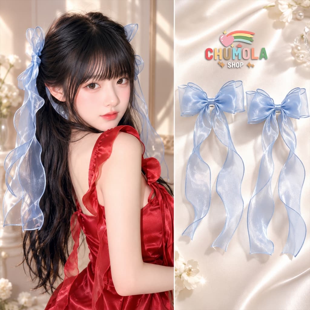 Kẹp tóc Nơ Voan phụ kiện cài đầu chụp ảnh cài tóc nữ xinh xắn dễ thương