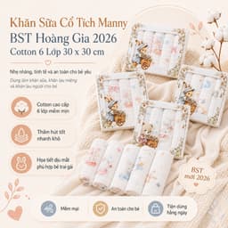 Hộp 5 Khăn Sữa Cổ Tích 6 Lớp Manny Vải Cotton Dệt Cao Cấp Siêu Mềm Mịn, Thấm Hút Tốt Cho BéHộp 5 Khăn Sữa Cổ Tích 6 Lớp 1
