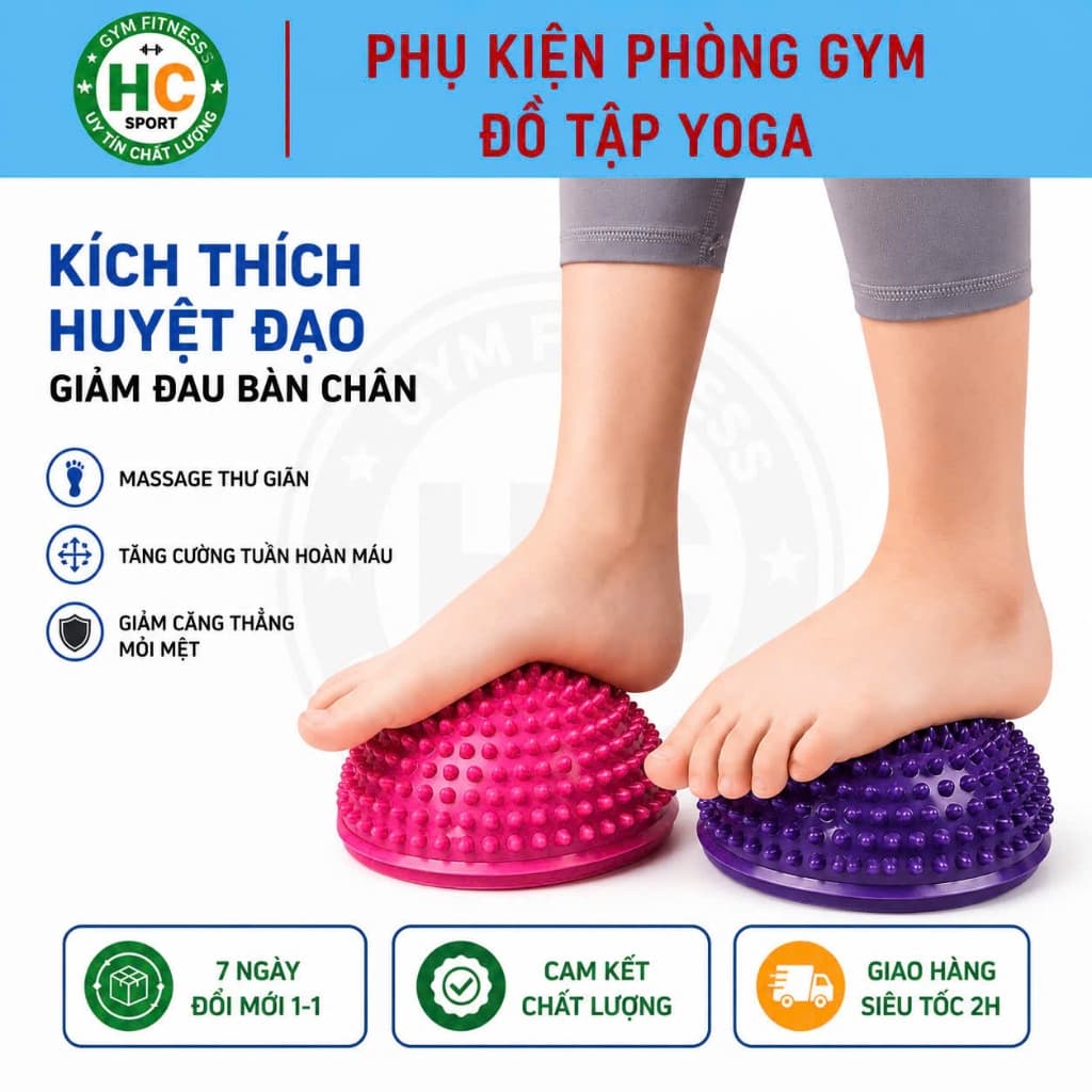 Cầu gai massage chân hỗ trợ bàn chân bẹt , Giúp bé vận động, luyện giác quan hoặc mẹ tập Yoga Gym (Tặng Bơm)