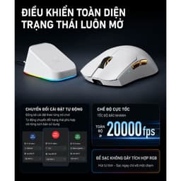 Chuột Gaming MCHOSE K7 V2 Ultra+ Chính Hãng Full VAT, PAW3955 TI 50K DPI, Dual 8K, Dock Sạc RGB 6