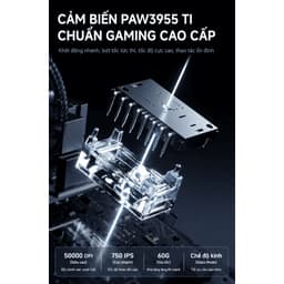 Chuột Gaming MCHOSE K7 V2 Ultra+ Chính Hãng Full VAT, PAW3955 TI 50K DPI, Dual 8K, Dock Sạc RGB 7