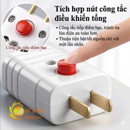 Phích cắm điện công tắc bật tắt - ĐẦU CẮM ĐIỆN 2 CHÂN Hạn chế tia lửa điện 2500W 10A NHỰA PC CHỊU NHIỆT 7