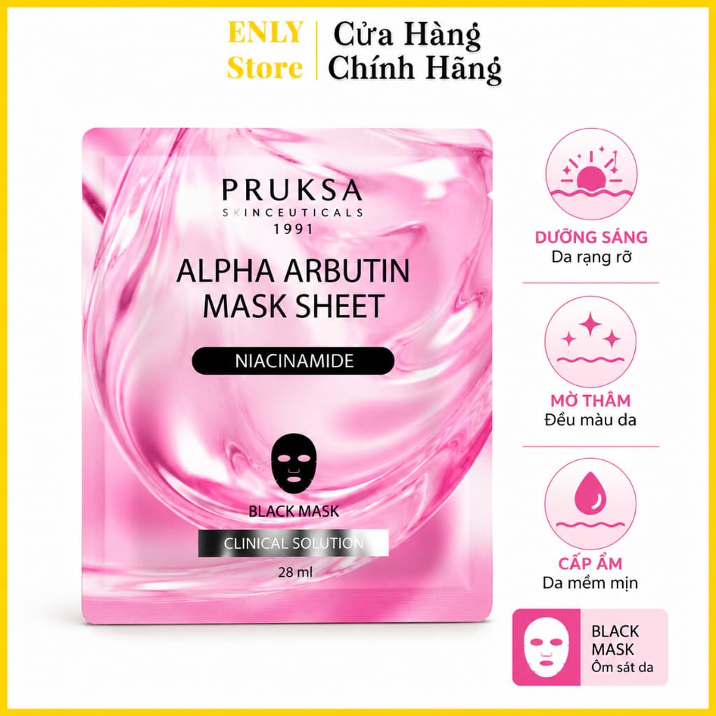 1 Miếng Mặt Nạ Pruksa Alpha Arbutin Mask Sheet 28ml, Thái Lan