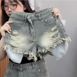 Quần Short Jean Nữ Lộ Lòi Túi Lai Gấp ,Quần đùi nữ lòi túi chất jean cotton mềm mịn 7