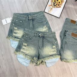 Quần Short Jean Nữ Lộ Lòi Túi Lai Gấp ,Quần đùi nữ lòi túi chất jean cotton mềm mịn 6