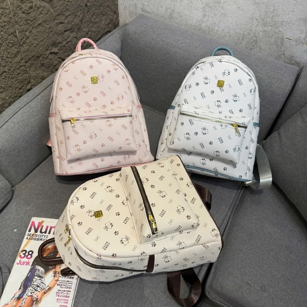 Balo Cow Kitty Size 40 Bản Quai To Da PU Cao Cấp – Balo Đi Học, Đi Chơi Form Lớn Nhiều Ngăn