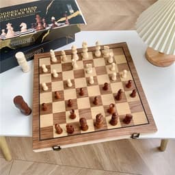 Cờ Vua  Đế Nam Châm Gỗ Sồi Gắn Cờ Vua Xuất Mỹ 2 trong 1 kèm Cờ ĐamMagnetic Chess Board Nhiều Size 6