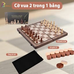 Cờ Vua  Đế Nam Châm Gỗ Sồi Gắn Cờ Vua Xuất Mỹ 2 trong 1 kèm Cờ ĐamMagnetic Chess Board Nhiều Size 1