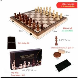 Cờ Vua  Đế Nam Châm Gỗ Sồi Gắn Cờ Vua Xuất Mỹ 2 trong 1 kèm Cờ ĐamMagnetic Chess Board Nhiều Size 2