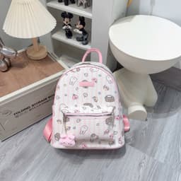 Balo Học Sinh Nữ Size 40 Họa Tiết Thỏ Hồng Pastel Dễ Thương – Balo Đi Học Form Chuẩn Quai Êm 4