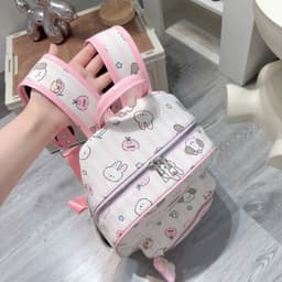 Balo Học Sinh Nữ Size 40 Họa Tiết Thỏ Hồng Pastel Dễ Thương – Balo Đi Học Form Chuẩn Quai Êm 5