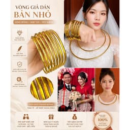 Bộ Vòng Tay, Vòng Cổ Dán Vàng ,Kiềng Vàng Khổng Lồ - Vòng Vàng Khổng Lồ Nhiều Tầng Tặng Đám Cưới, Trang Trí Tiệc, Đạo Cụ 1