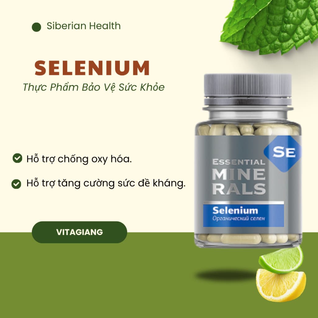 Thực phẩm bảo vệ sức khỏe Essential Minerals Selenium Siberian – 60 viên