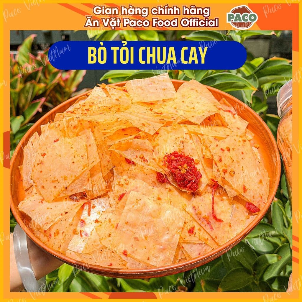 500g Bánh Tráng Trộn Bò Tỏi Chua Cay PACO FOOD bánh tráng trộn ăn vặt ngon thịnh hành
