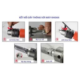 Đầu kết nối máy khoan, sử dụng cho dây lò xo thông cống 3