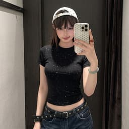 Áo Thun Baby Tee Nữ Kim Tuyến Dáng Ôm PINKSTORE29 Kiểu Lấp Lánh A51336 1