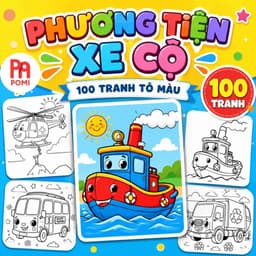 100 Tranh tô màu xe cộ phương tiện giao thông đi lại nhiều mẫu không trùng trang giáy A4 A5 - Đồ chơi POMI 1