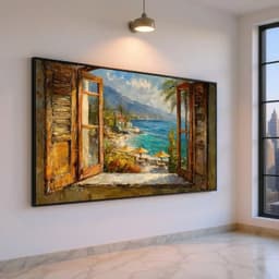 Tranh Cửa Sổ Phong Cảnh Bắc Âu Chất Liệu Tráng Gương Cao Cấp Có Khung- Tranh Treo Decor Phòng Khách, Homesstay 4