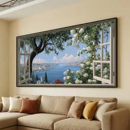 Tranh Cửa Sổ Phong Cảnh Bắc Âu Chất Liệu Tráng Gương Cao Cấp Có Khung- Tranh Treo Decor Phòng Khách, Homesstay 2