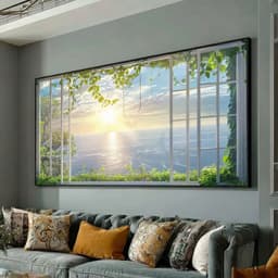 Tranh Cửa Sổ Phong Cảnh Bắc Âu Chất Liệu Tráng Gương Cao Cấp Có Khung- Tranh Treo Decor Phòng Khách, Homesstay 8