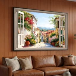 Tranh Cửa Sổ Phong Cảnh Bắc Âu Chất Liệu Tráng Gương Cao Cấp Có Khung- Tranh Treo Decor Phòng Khách, Homesstay 9