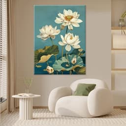 Tranh Hoa Sen phong cách hiện đại trang trí phòng khách, nhà hàng, spa, khách sạn Tranh trang trí phòng khách 2