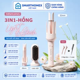 Máy Uốn Tóc Tạo Kiểu 3in1 Chuẩn Salon 2 Đầu Uốn 28 và 32mm, Máy Làm Xoăn Tự Động ChiGo Trục 32mm Dễ Dùng_TH 1