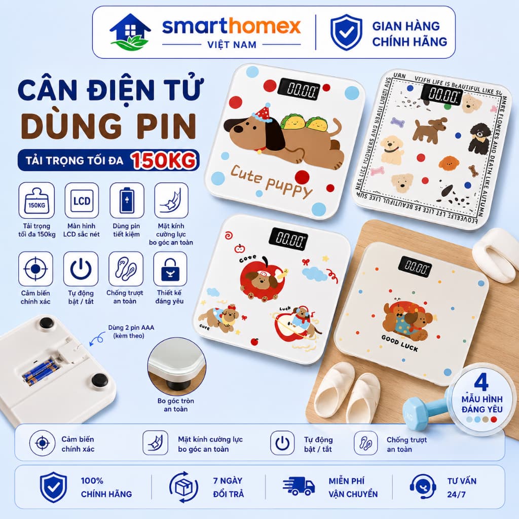 Cân Điện Tử Mini Hoạt Hình Dễ Thương – Dùng PIN – Cân Sức Khỏe Gia Đình – Thiết Kế Cute – Chính Xác Cao)_-TH