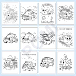 100 Tranh tô màu xe cộ phương tiện giao thông đi lại nhiều mẫu không trùng trang giáy A4 A5 - Đồ chơi POMI 2