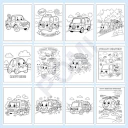 100 Tranh tô màu xe cộ phương tiện giao thông đi lại nhiều mẫu không trùng trang giáy A4 A5 - Đồ chơi POMI 4