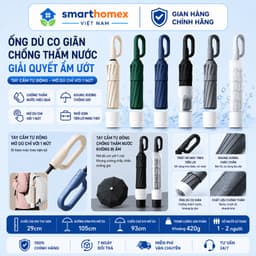 TH_Ô Dù Bấm Tự Động 10Nan Kép Chống UV50+, Đóng Mở Nhanh, Thiết Kế Công Thái Học | Móc Khoá Giữ Tay Cầm 1