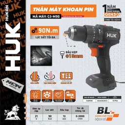 Thân Máy Khoan Pin HUKAN G3-M90, Lực Siết Chuẩn 90Nm, Đầu Kẹp 13mm - 3 Chức Năng - Có Tạo Xung 1