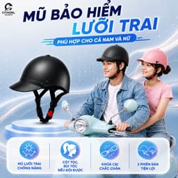 Nón Bảo Hiểm Lưỡi Trai Nam Camry - Đủ Màu, An Toàn Được Kiểm Định, Bảo Hành 12 Tháng 1