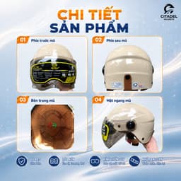 Mũ Bảo Hiểm 1/2 Vân Kính Ngắn Thời Trang Nhiều Màu Dành Cho Nam Nữ - Camry Helmets 2