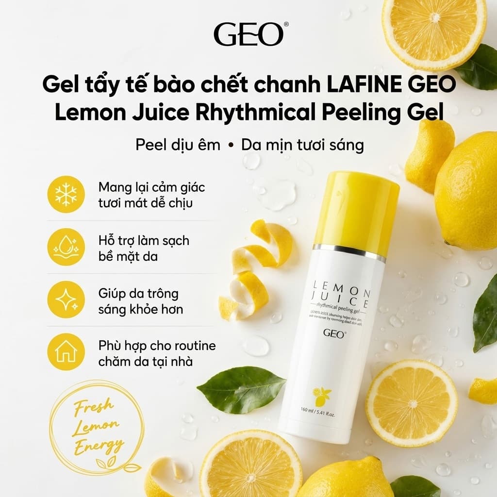 Gel Tẩy Tế Bào Chết Geo Lamy Chiết Xuất Chanh 160ml – Làm Sạch Sâu Tế Bào Chết, Dưỡng Sáng Da