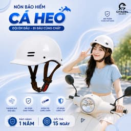 Nón bảo hiểm nửa đầu cá heo ABS an toàn, thiết kế cá tính, freesize cho vòng đầu 52-57cm, phù hợp cả nam và nữ. 1