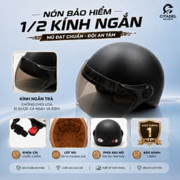 Mũ Bảo Hiểm 1/2 Kính Ngắn Thời Trang, Cá Tính - Bảo Hành 12 Tháng tại CAMRY HELMETS 1