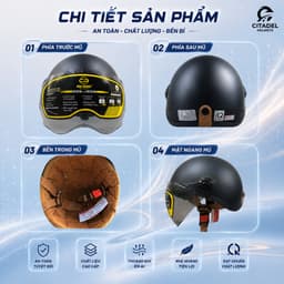 Mũ Bảo Hiểm 1/2 Kính Ngắn Thời Trang, Cá Tính - Bảo Hành 12 Tháng tại CAMRY HELMETS 2