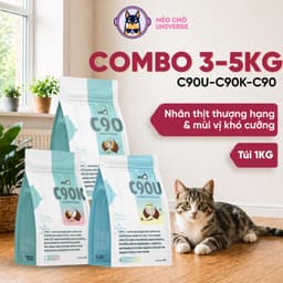 Combo 3-5kg Thức ăn hạt cho mèo PetQ C90, 90% từ thịt & dầu động vật, Dinh dưỡng, Ngon miệng 1