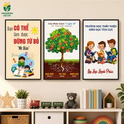 Set 3 Tranh Dán Slogan (40x60x3) Lớp Học Ép Plastic, Tranh Động Lực Phòng Học, Tranh Treo Trang Trí Trường Học,Lớp Học 3