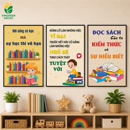 Set 3 Tranh Dán Slogan (40x60x3) Lớp Học Ép Plastic, Tranh Động Lực Phòng Học, Tranh Treo Trang Trí Trường Học,Lớp Học 5