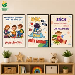 Set 3 Tranh Dán Slogan (40x60x3) Lớp Học Ép Plastic, Tranh Động Lực Phòng Học, Tranh Treo Trang Trí Trường Học,Lớp Học 8