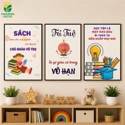 Set 3 Tranh Dán Slogan (40x60x3) Lớp Học Ép Plastic, Tranh Động Lực Phòng Học, Tranh Treo Trang Trí Trường Học,Lớp Học 9
