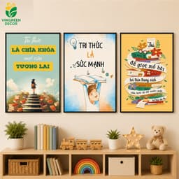 Set 3 Tranh Dán Slogan (40x60x3) Lớp Học Ép Plastic, Tranh Động Lực Phòng Học, Tranh Treo Trang Trí Trường Học,Lớp Học 7