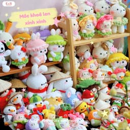 (Hàng sẵn hoả tốc) Móc khoá Len hình Hình Thú, cờ Việt Nam bằng len handmade quà tặng noel Móc khóa cặp đôi  - Erashop 1