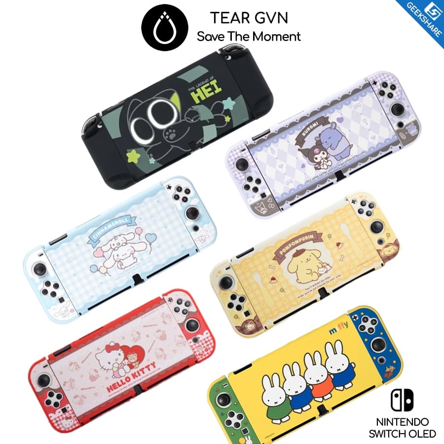 Bộ ốp bảo vệ toàn diện kèm giá đỡ GeekShare chống trầy và nâng cao trải nghiệm cho Nintendo Switch OLED