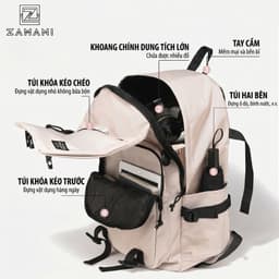 Balo Nam Nữ Thời Trang Hàn Quốc Chất Liệu Vải Chống Thấm Cao Cấp ZAMANI B0007 4